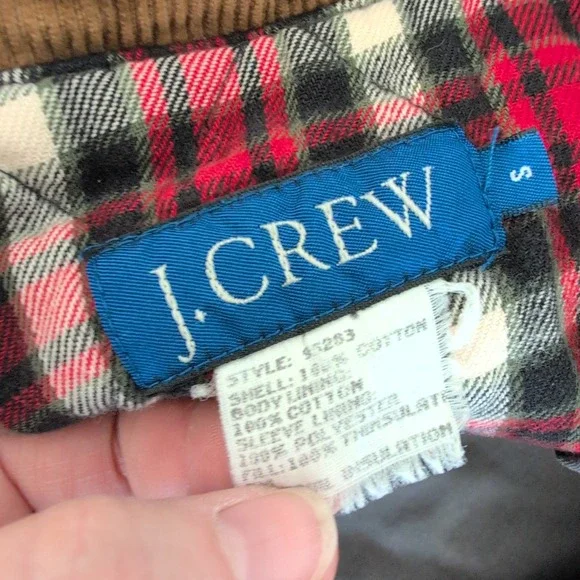 Vintage J.Crew Mens Gray Flannel Lined Thinsulate Barn Jacket Field Coat Small - Picture 4 of 11